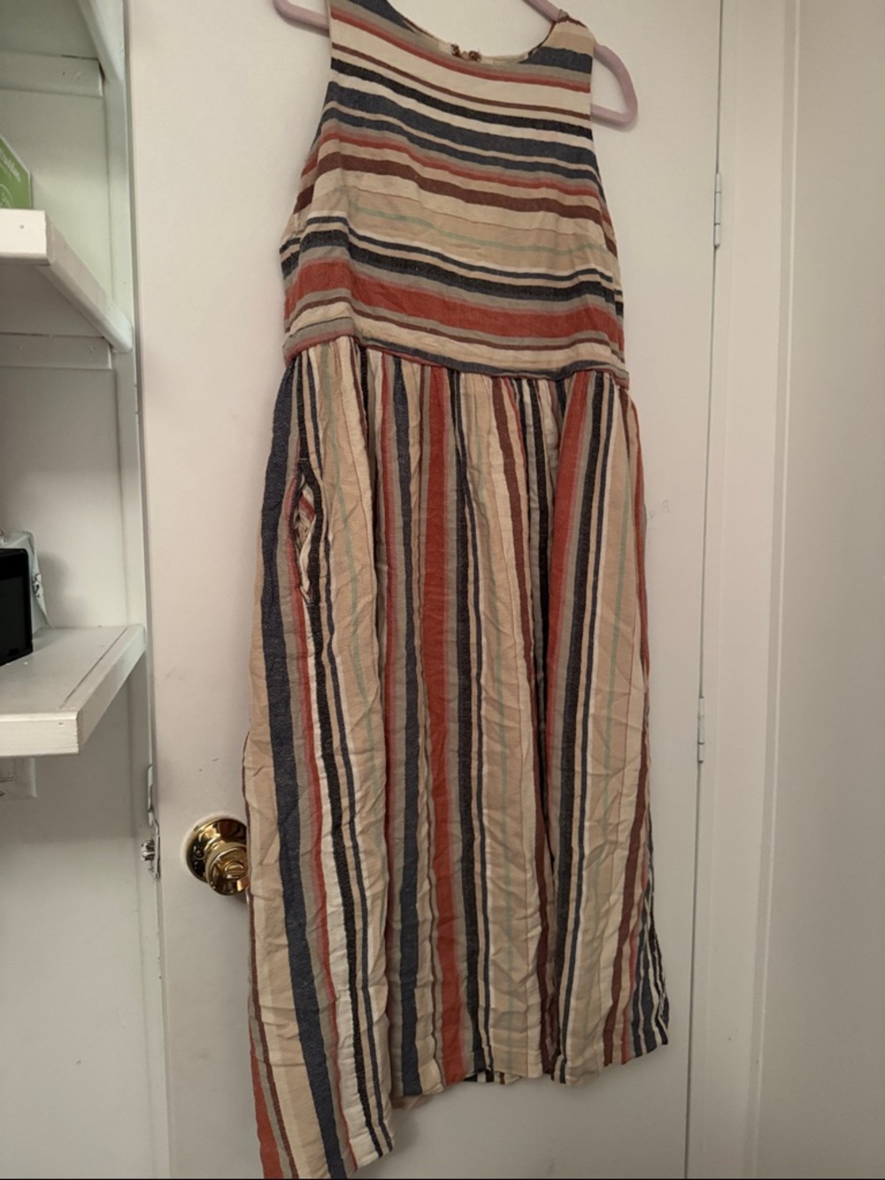 Coldwater Creek Striped Maxi Dress in Cream, Rust & Navy